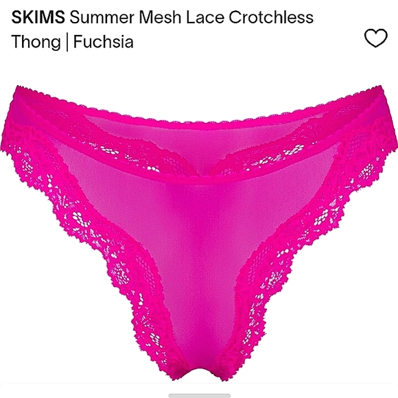 New w/Tags SKIMS Summer Mesh Lace Crotchless Thong - Fuschia Size 4x - Picture 1 of 6